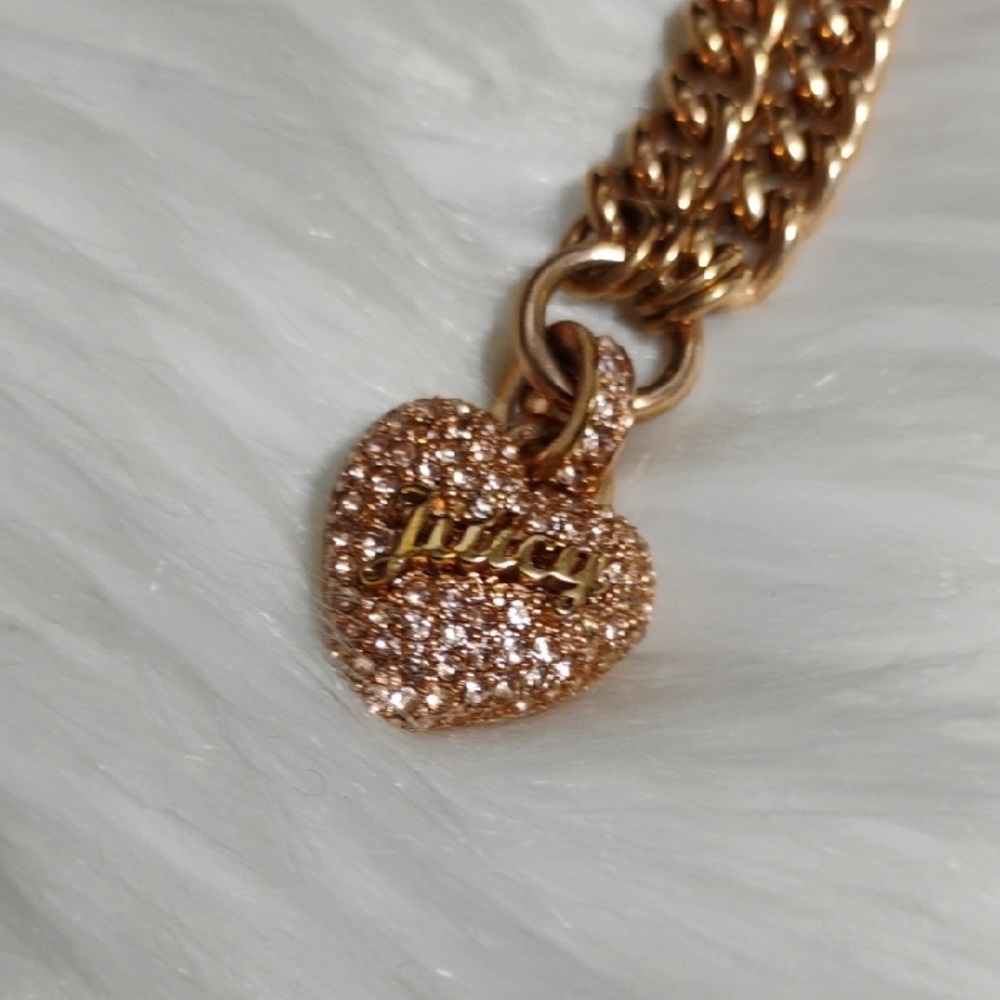Juicy Couture Vtg Gold-Tone Pave Heart Pendant Chain Necklace - Picture 9 of 13